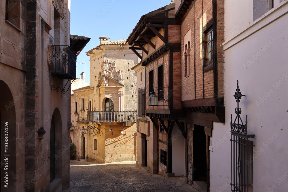Calle Mayor - typical main street of Museum Spanish Village Mallorca (or Poble Espanyol de Mallorca) in Palma, Mallorca, Spain
Calle Mayor - typical main street of Museum Spanish Village Mallorca (or Poble Espanyol de Mallorca) in Palma, Mallorca, Spain