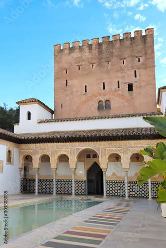 atio de los Arrayanes - courtyard of the Nasrid Alcazar in Granada in Museum Spanish Village Mallorca in Palma, Mallorca, Spain	
 photo