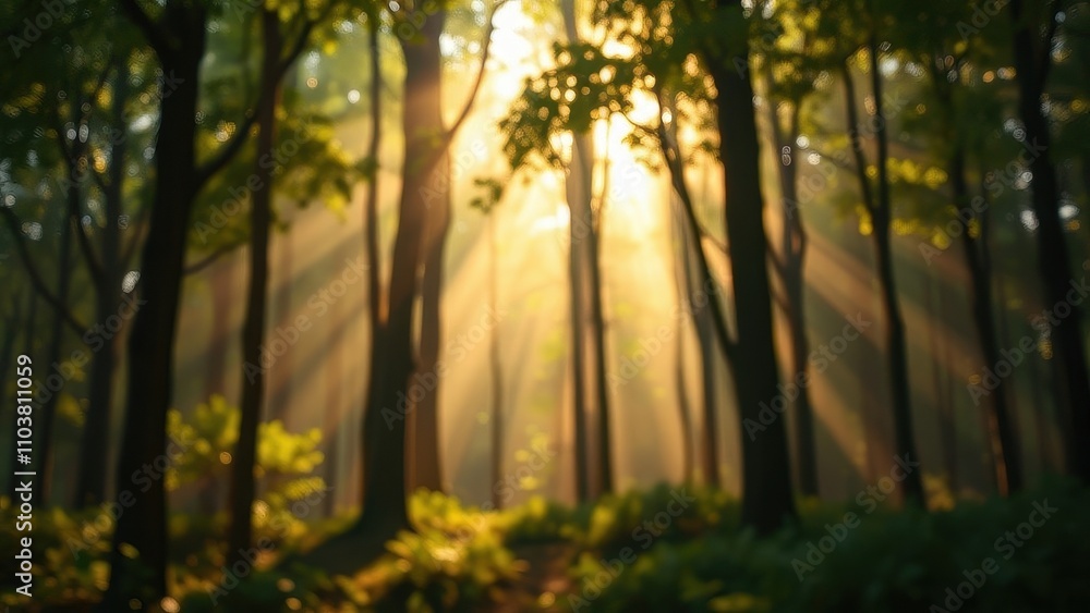 A peaceful forest setting with blurred tree trunks and a sunny atmosphere, bokeh, forest A peaceful forest setting with blurred tree trunks and a sunny atmosphere, bokeh, forest