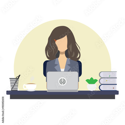 a woman working illustration