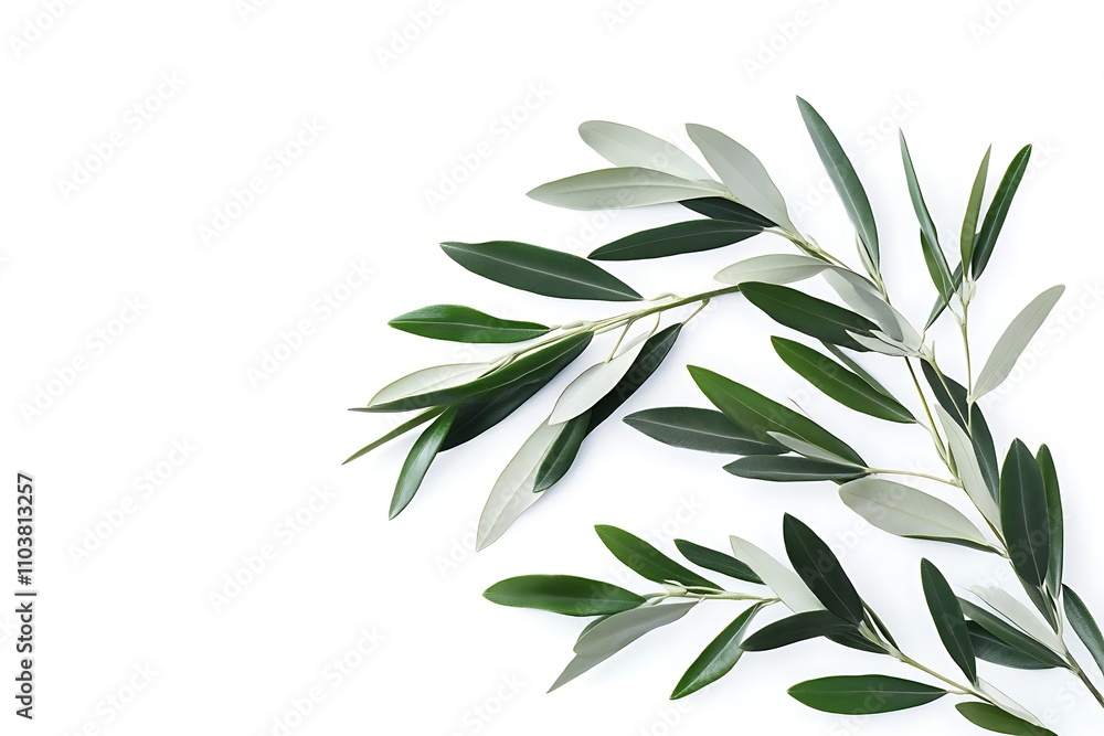 Obraz premium Olive branch with fresh green leaves