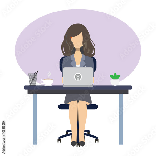 a woman working illustration