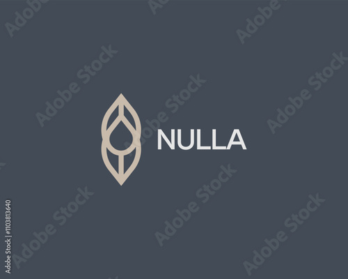 Graceful leaf and water drop negative space logo. Universal garden park icon. Premium spa logotype. Vector illustration.