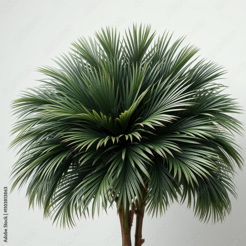 Cluster of mature palm leaves with uniform shape, macro photography, tropical greenery, botanical observations