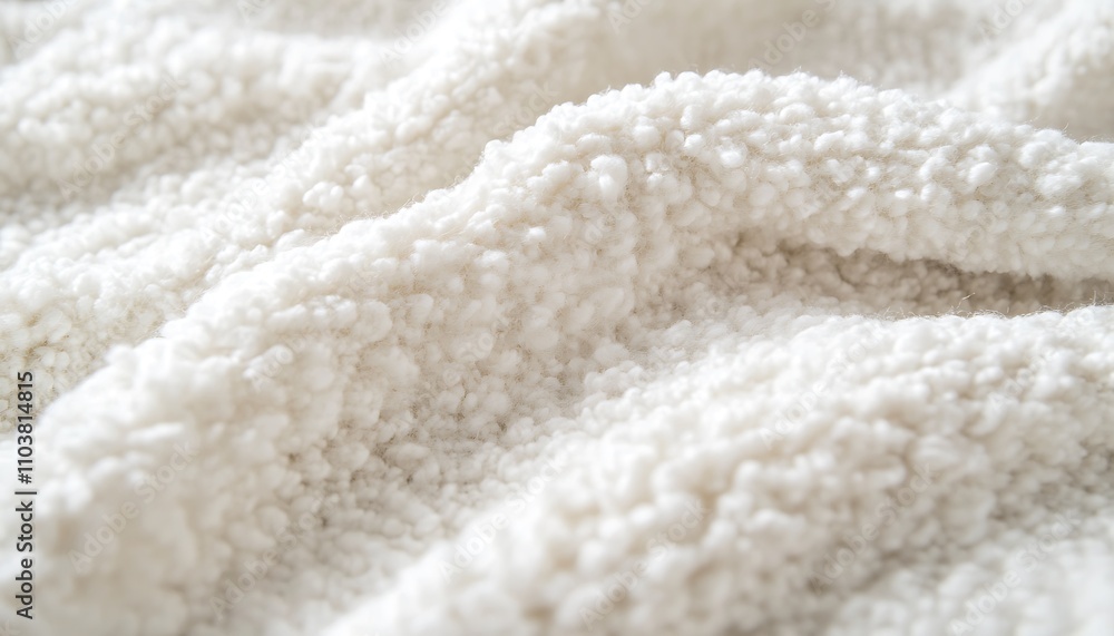 White Fluffy Fabric Texture Close Up View White Fluffy Fabric Texture Close Up View