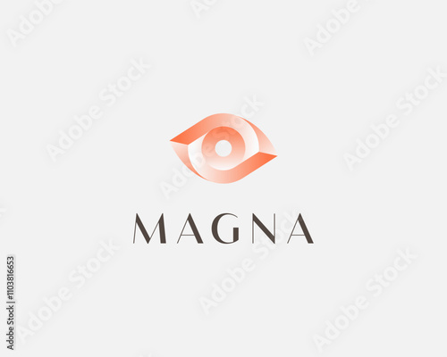 An eye logo from gradient shapes. Optics vision creative sign. Camera shutter symbol. Vector illustration.
