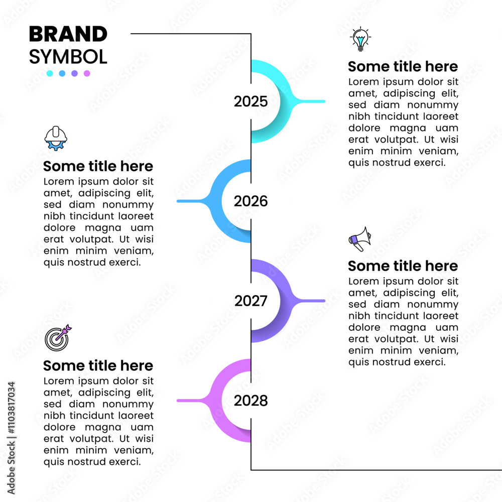 Obraz premium Infographic template. Timeline with 4 steps and icons