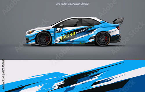 Racing Car branding mockup with racing wrap decal or livery design, car wrap design	