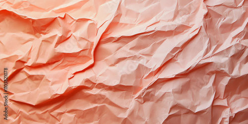 Wallpaper Mural Peach crumpled paper texture with soft coral tones. Subtle creases and folds add depth while maintaining a warm aesthetic. Torontodigital.ca