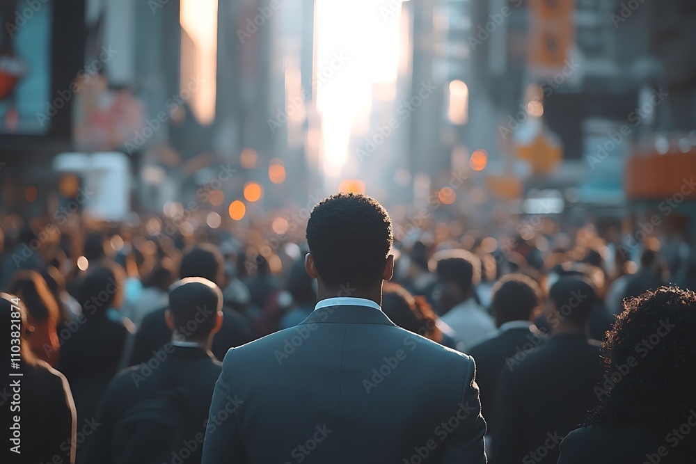Daytime Metropolis Anonymous Commuter in Diverse Crowd