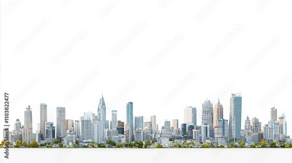 Obraz premium 3d rendering of a landscape side view of bangkok city, isolated white background 