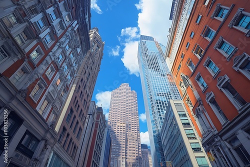 Wallpaper Mural Daytime Sunlight on Busy Urban Street Contrasting Building Facades Torontodigital.ca