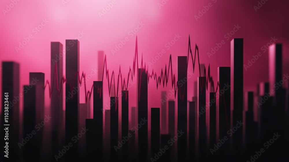 A digital artwork featuring abstract vertical bars and waveforms on a vibrant pink background, suggesting a dynamic and energetic theme. A digital artwork featuring abstract vertical bars and waveforms on a vibrant pink background, suggesting a dynamic and energetic theme.
