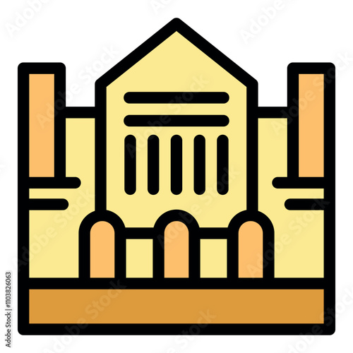 Government building with columns and towers symbolizing power, authority, and administration
