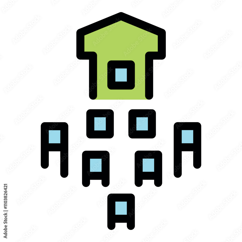 Decentralized autonomous organization managing a network of properties and houses, blockchain and metaverse real estate concept