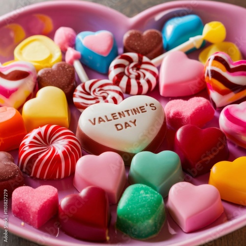 Valentine day heart shaped candies