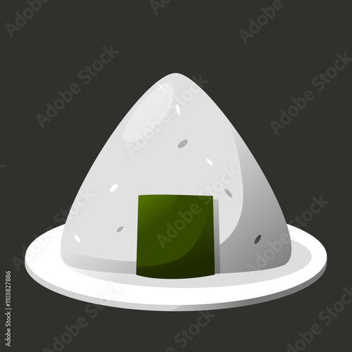 Onigiri on the plate with black background