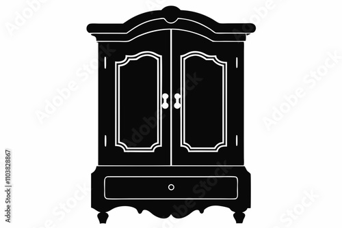 armoire black vector silhouette illustration