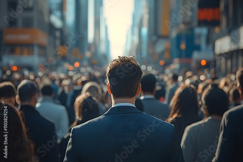 Wallpaper Mural Diverse City Crowd Man Walking in New York Traffic Torontodigital.ca
