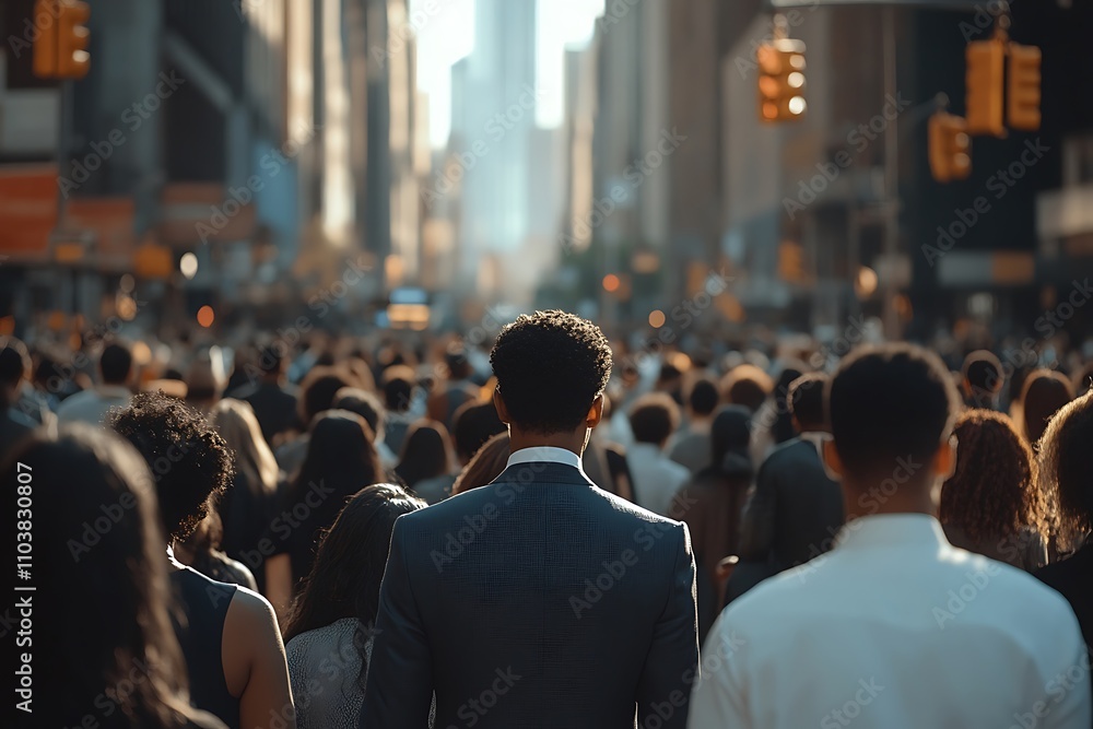 Diverse City Dwellers Walking Among High-Rises Diverse City Dwellers Walking Among High-Rises
