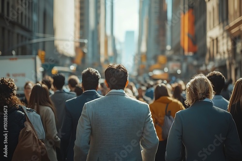 Wallpaper Mural Diverse Crowd Walking Busy Urban Central Business District Torontodigital.ca