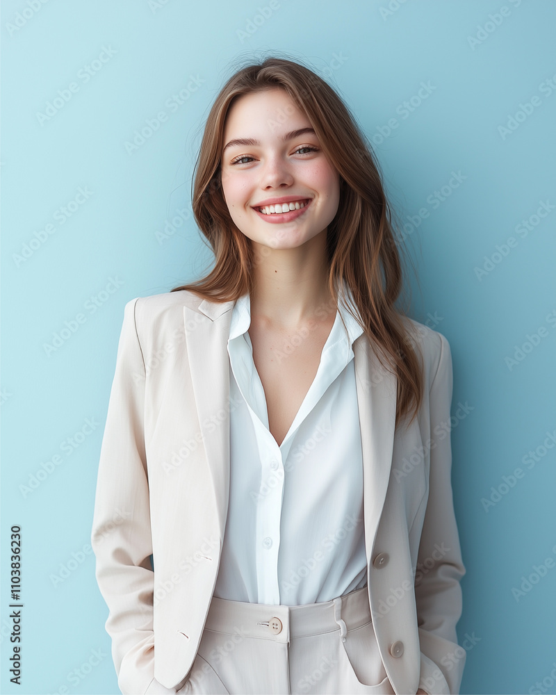 Confident Professional Woman in Business Suit with a Bright Smile Confident Professional Woman in Business Suit with a Bright Smile
