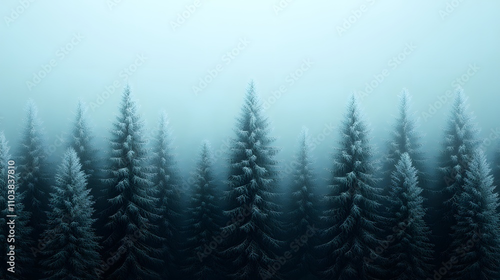 Fototapeta premium pine tree forest in the mist