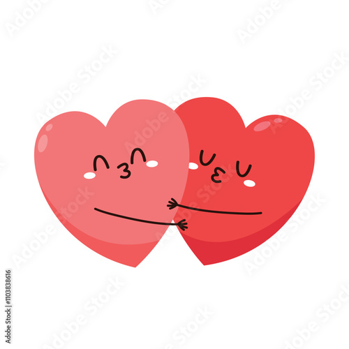 Red cute heart character. Romantic flat style Valentine's Day illustrations to express feelings of love.