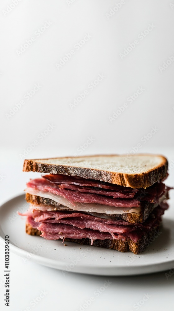 Minimalist Pastrami Sandwich in Soft Natural Light
Minimalist Pastrami Sandwich in Soft Natural Light