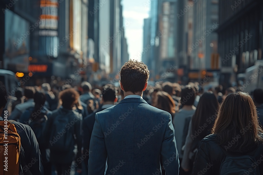 Diverse New York City Crowd Businessman Walking Diverse New York City Crowd Businessman Walking