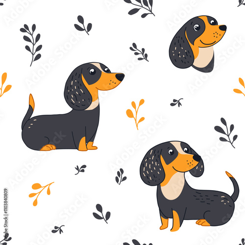 Photography Cute cartoon dogs and plants