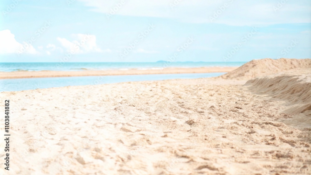 A serene sandy beach under a clear blue sky, with gentle ocean waves lapping at the shore, perfect for a summer getaway. A serene sandy beach under a clear blue sky, with gentle ocean waves lapping at the shore, perfect for a summer getaway.