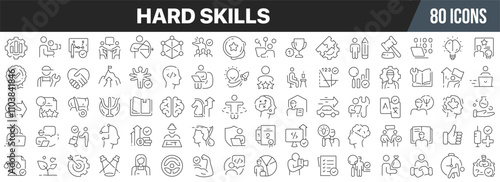 Hard skills line icons collection. Big UI icon set in a flat design. Thin outline icons pack. Vector illustration EPS10