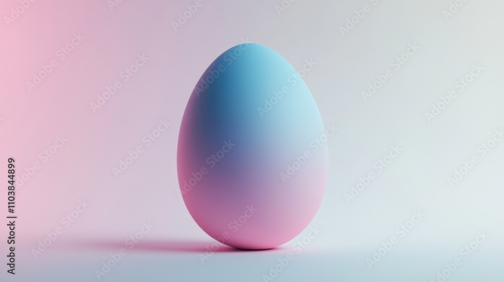 Single pastel blue-pink ombre egg on white background. Single pastel blue-pink ombre egg on white background.