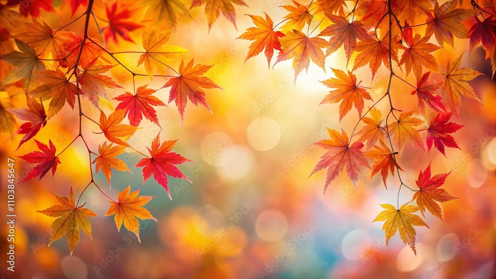 Stunning Long Exposure of Colored Maple Leaves Framing a Soft White Autumn Background, Capturing the Essence of Fall in a Dreamy and Ethereal Composition Stunning Long Exposure of Colored Maple Leaves Framing a Soft White Autumn Background, Capturing the Essence of Fall in a Dreamy and Ethereal Composition