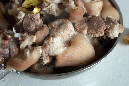Fotografie Pork trotters after blanching