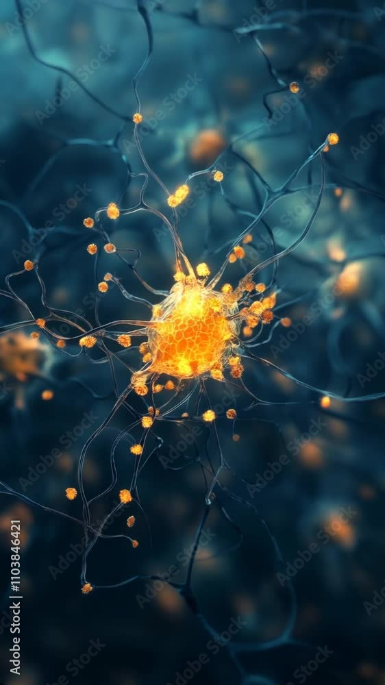 neuron network visualization in both science, brain and neural connections