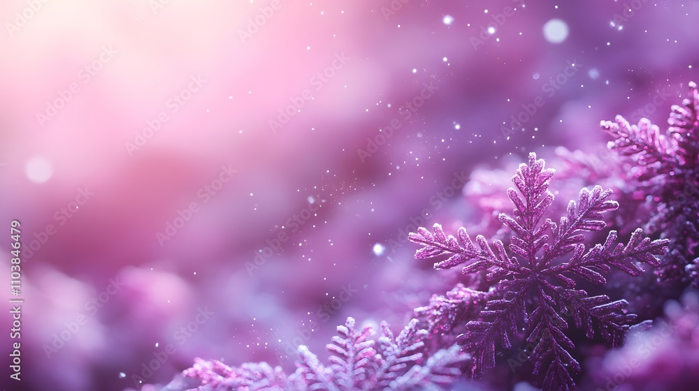 Enchanted Winter: Purple snowflakes dance in a soft, magical light. A serene winter wonderland. Enchanted Winter: Purple snowflakes dance in a soft, magical light. A serene winter wonderland.