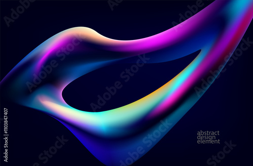 Abstract background of fluid iridescent shape. Elegant colorful wallpaper.