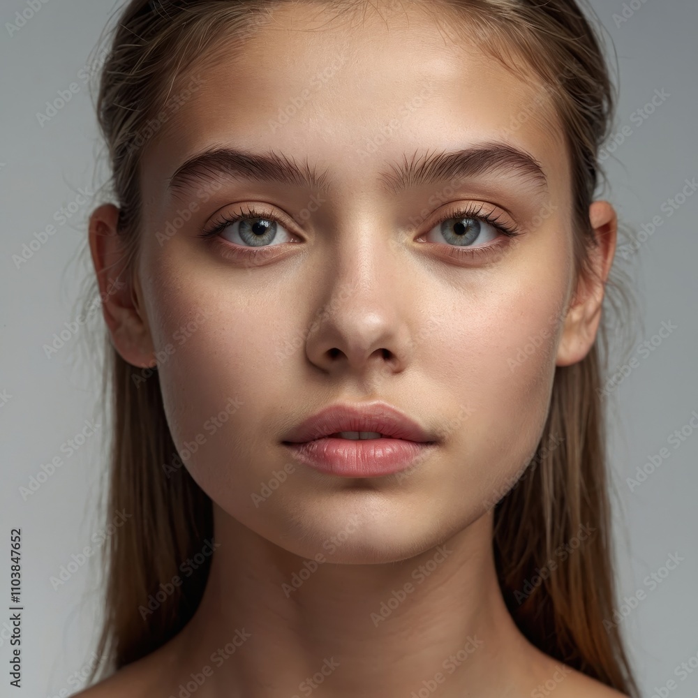 A woman with a perfectly balanced face, exuding natural beauty and elegance, captured in high resolution with soft lighting highlighting her features A woman with a perfectly balanced face, exuding natural beauty and elegance, captured in high resolution with soft lighting highlighting her features