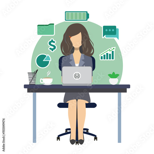 a woman working illustration