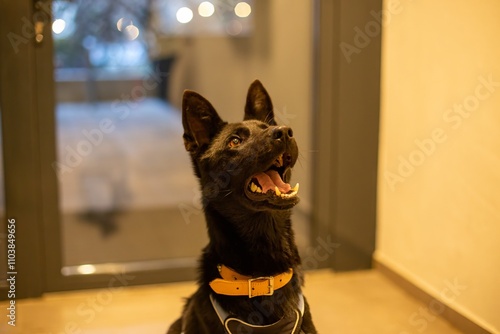 Obraz na płótnie black dog w salonie