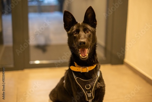 Obraz na płótnie black dog w salonie