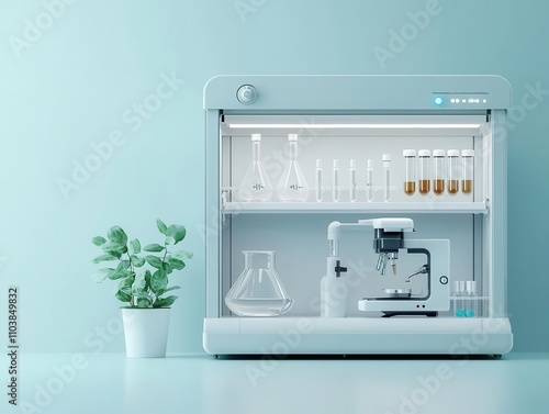Compact laminar flow hood, modern design for lab safety, 3D illustration