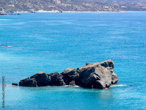 Small islet in the Megalopotamos bay, close to Preveli beach, Crete, Greece photo