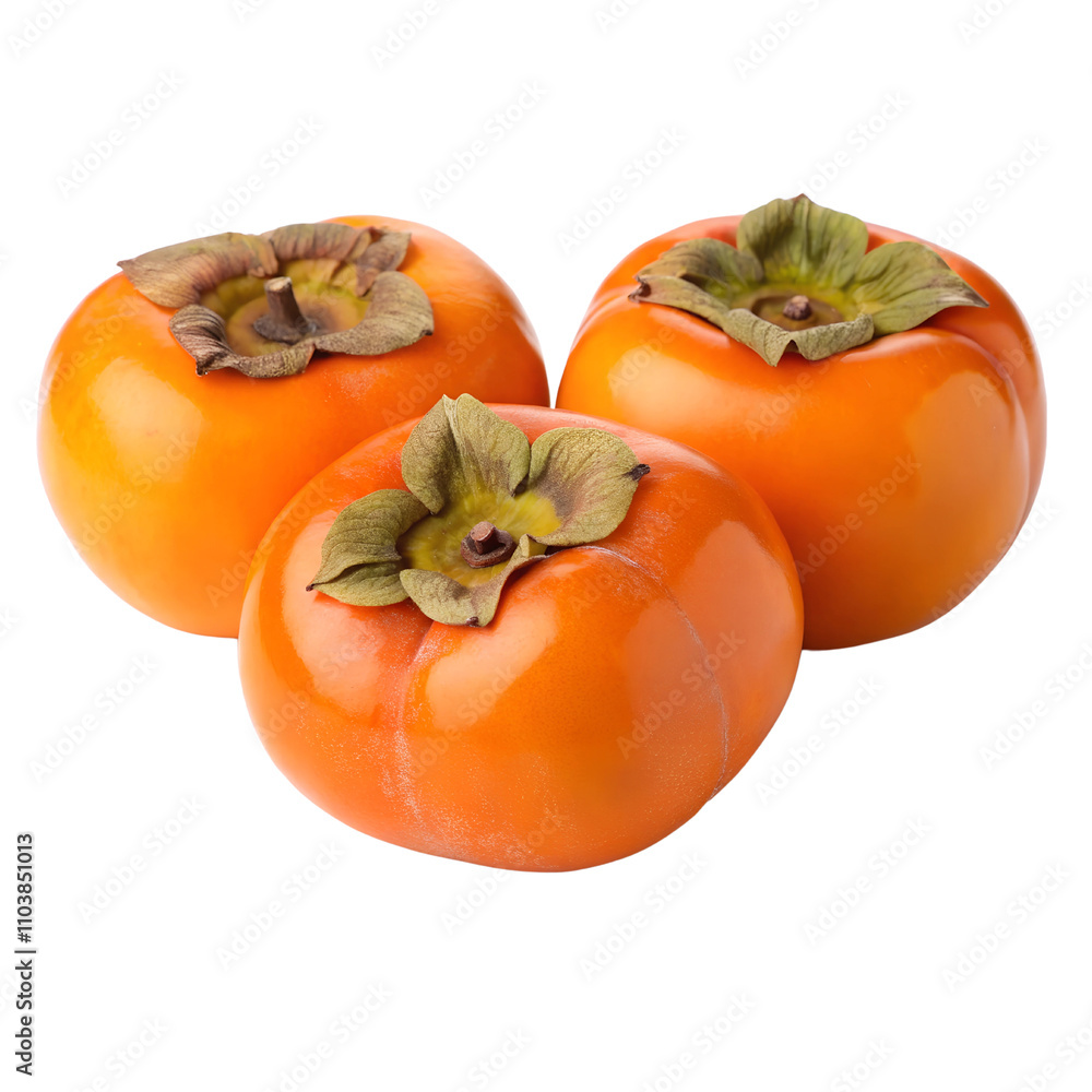 Three Fresh Persimmons Isolate On Transparent Background Cutout, PNG file, Cutout file Three Fresh Persimmons Isolate On Transparent Background Cutout, PNG file, Cutout file
