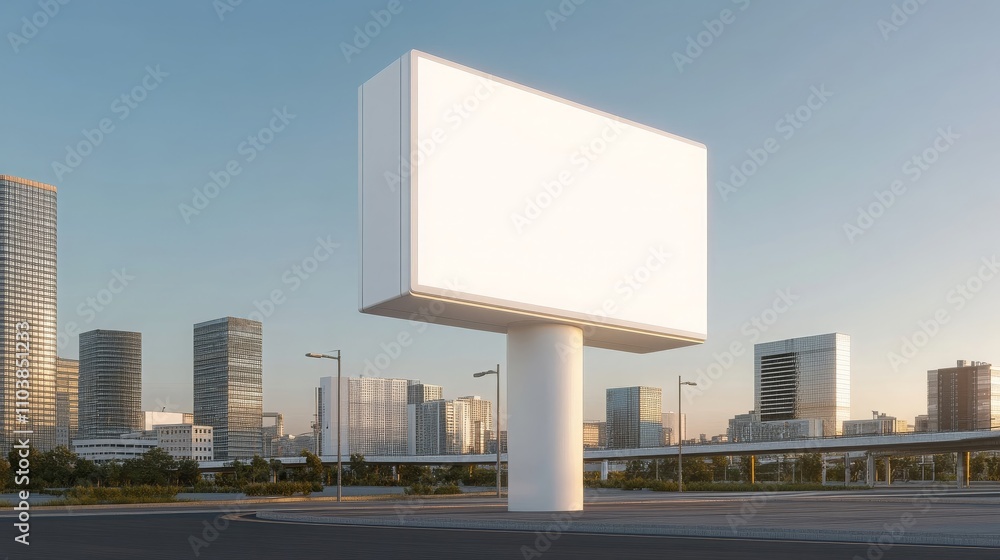 Blank Billboard Mockup Cityscape Dusk Advertising Blank Billboard Mockup Cityscape Dusk Advertising