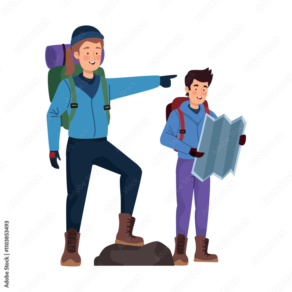 man and woman walking in mountains man and woman walking in mountains