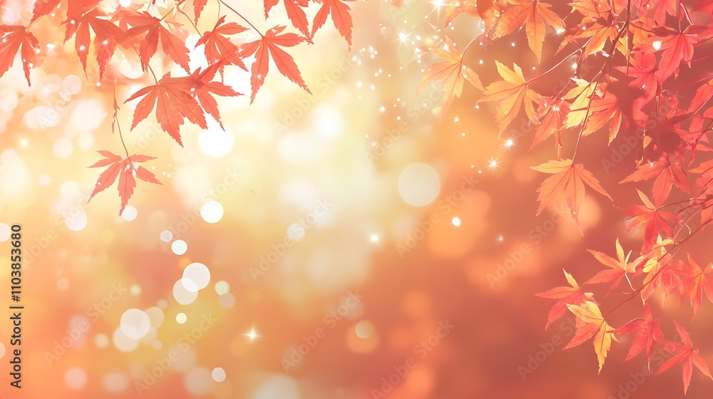 Autumn leaves glowing in the sunlight. Warm, inviting colors of fall. Autumn leaves glowing in the sunlight. Warm, inviting colors of fall.