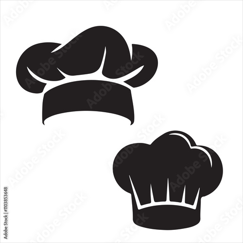 set of vector different types of chef hat silhouette